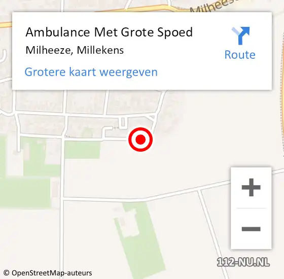 Locatie op kaart van de 112 melding: Ambulance Met Grote Spoed Naar Milheeze, Millekens op 6 mei 2016 23:22