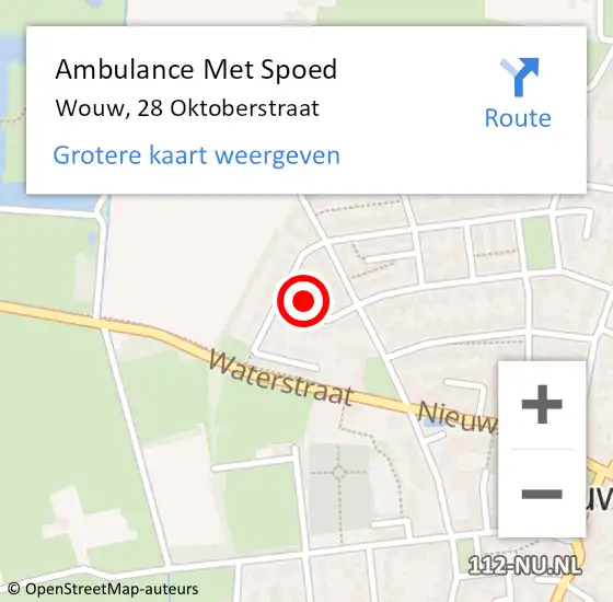Locatie op kaart van de 112 melding: Ambulance Met Spoed Naar Wouw, 28 Oktoberstraat op 6 mei 2016 23:58