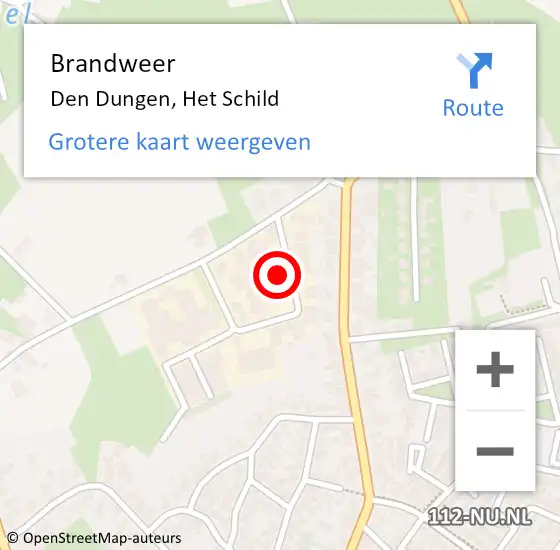 Locatie op kaart van de 112 melding: Brandweer Den Dungen, Het Schild op 7 mei 2016 00:19