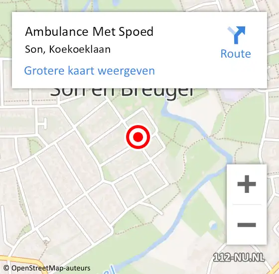 Locatie op kaart van de 112 melding: Ambulance Met Spoed Naar Son, Koekoeklaan op 7 mei 2016 00:31