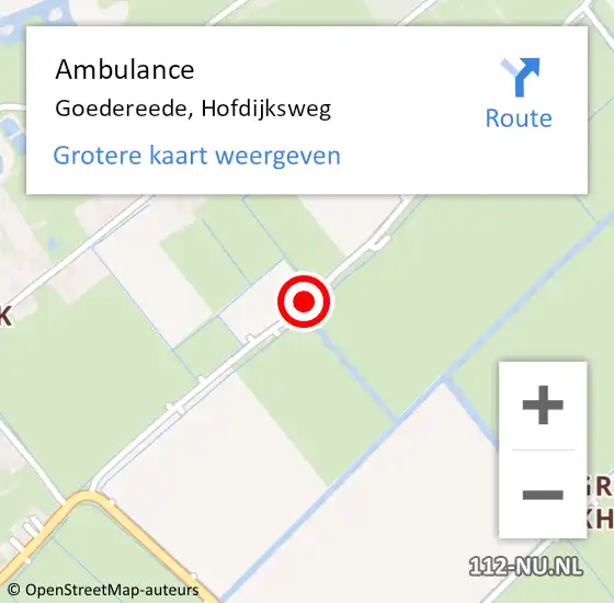 Locatie op kaart van de 112 melding: Ambulance Goedereede, Hofdijksweg op 7 mei 2016 00:33