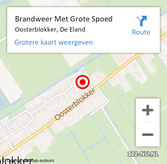 Locatie op kaart van de 112 melding: Brandweer Met Grote Spoed Naar Oosterblokker, De Eland op 7 mei 2016 03:54