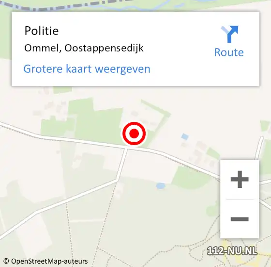 Locatie op kaart van de 112 melding: Politie Ommel, Oostappensedijk op 7 mei 2016 05:46