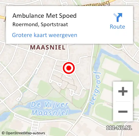 Locatie op kaart van de 112 melding: Ambulance Met Spoed Naar Roermond, Sportstraat op 7 mei 2016 09:12