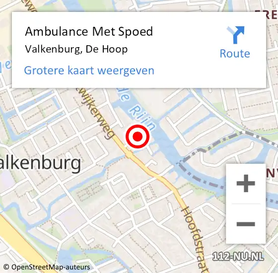 Locatie op kaart van de 112 melding: Ambulance Met Spoed Naar Valkenburg, De Hoop op 7 mei 2016 09:45