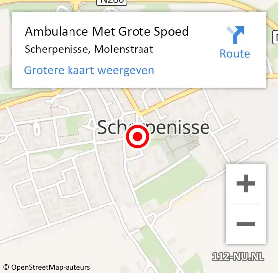 Locatie op kaart van de 112 melding: Ambulance Met Grote Spoed Naar Scherpenisse, Molenstraat op 7 mei 2016 09:46