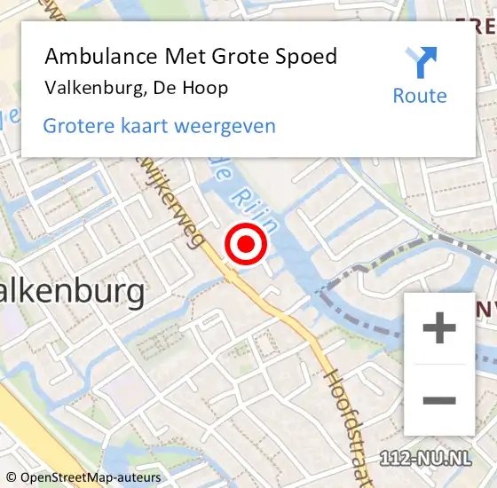 Locatie op kaart van de 112 melding: Ambulance Met Grote Spoed Naar Valkenburg, De Hoop op 7 mei 2016 09:48