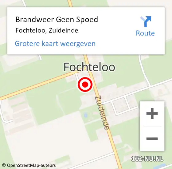 Locatie op kaart van de 112 melding: Brandweer Geen Spoed Naar Fochteloo, Zuideinde op 7 mei 2016 09:57