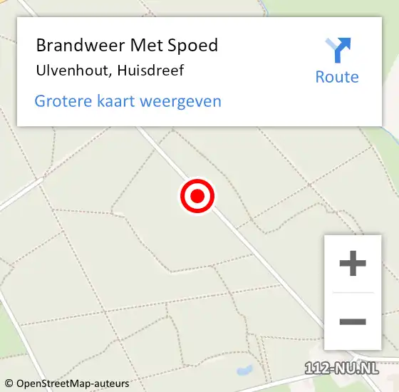 Locatie op kaart van de 112 melding: Brandweer Met Spoed Naar Ulvenhout, Huisdreef op 7 mei 2016 10:04