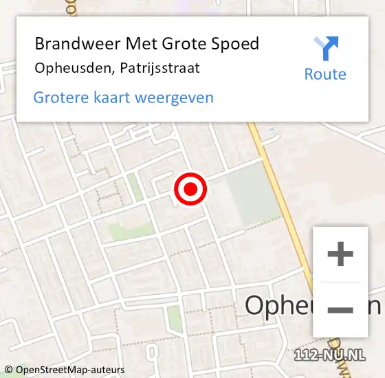 Locatie op kaart van de 112 melding: Brandweer Met Grote Spoed Naar Opheusden, Patrijsstraat op 7 mei 2016 10:10