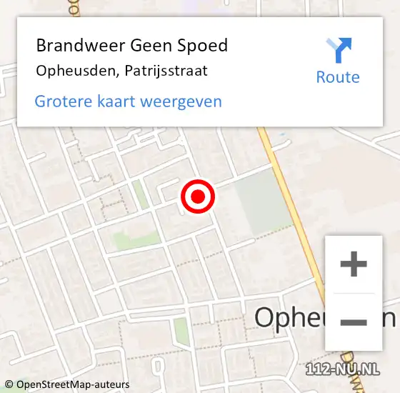 Locatie op kaart van de 112 melding: Brandweer Geen Spoed Naar Opheusden, Patrijsstraat op 7 mei 2016 10:11