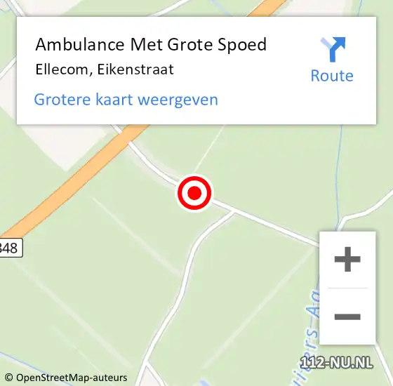 Locatie op kaart van de 112 melding: Ambulance Met Grote Spoed Naar Ellecom, Eikenstraat op 7 mei 2016 10:16