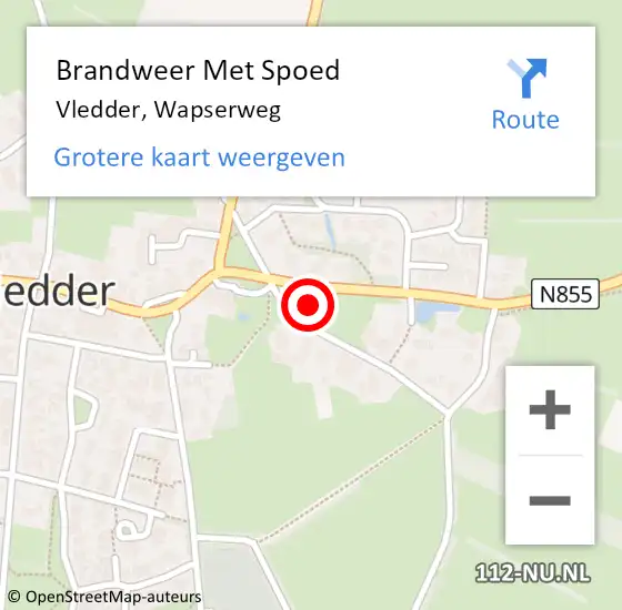 Locatie op kaart van de 112 melding: Brandweer Met Spoed Naar Vledder, Wapserweg op 7 mei 2016 10:23