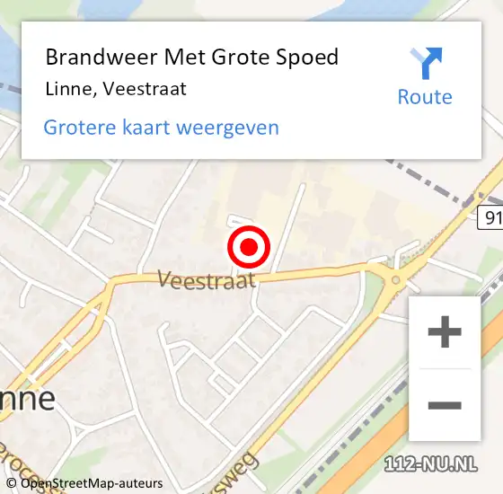 Locatie op kaart van de 112 melding: Brandweer Met Grote Spoed Naar Linne, Veestraat op 7 mei 2016 10:55