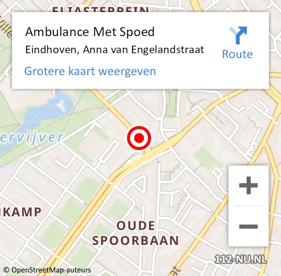 Locatie op kaart van de 112 melding: Ambulance Met Spoed Naar Eindhoven, Anna Van Engelandstraat op 7 mei 2016 11:20