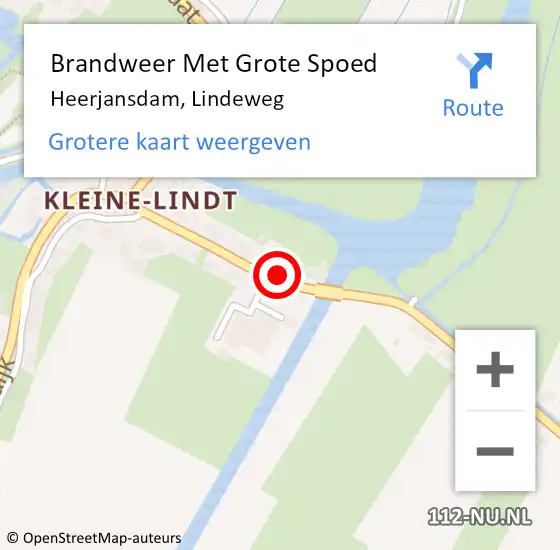 Locatie op kaart van de 112 melding: Brandweer Met Grote Spoed Naar Heerjansdam, Lindeweg op 7 mei 2016 11:26