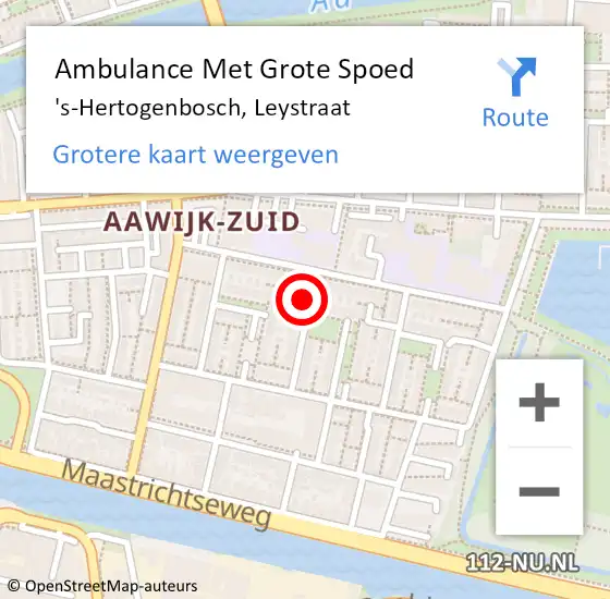 Locatie op kaart van de 112 melding: Ambulance Met Grote Spoed Naar 's-Hertogenbosch, Leystraat op 7 mei 2016 11:39