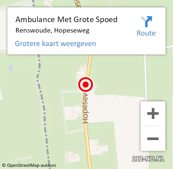 Locatie op kaart van de 112 melding: Ambulance Met Grote Spoed Naar Renswoude, Hopeseweg op 7 mei 2016 12:16