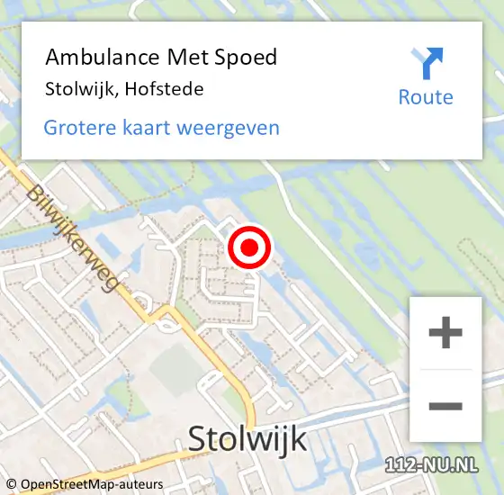 Locatie op kaart van de 112 melding: Ambulance Met Spoed Naar Stolwijk, Hofstede op 7 mei 2016 12:28