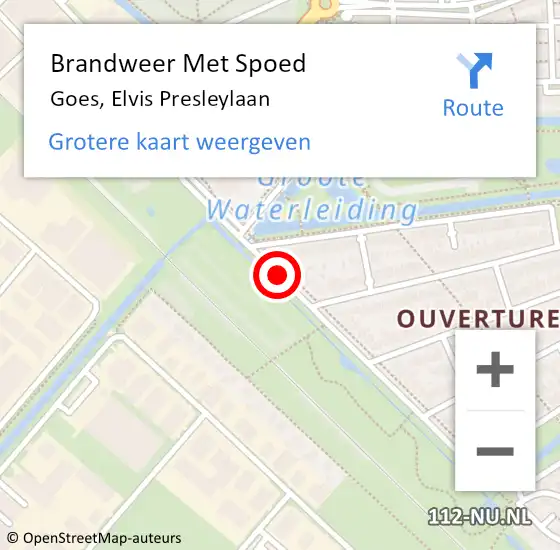 Locatie op kaart van de 112 melding: Brandweer Met Spoed Naar Goes, Elvis Presleylaan op 7 mei 2016 12:40