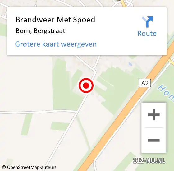 Locatie op kaart van de 112 melding: Brandweer Met Spoed Naar Born, Bergstraat op 7 mei 2016 12:47