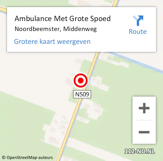 Locatie op kaart van de 112 melding: Ambulance Met Grote Spoed Naar Noordbeemster, Middenweg op 7 mei 2016 12:50