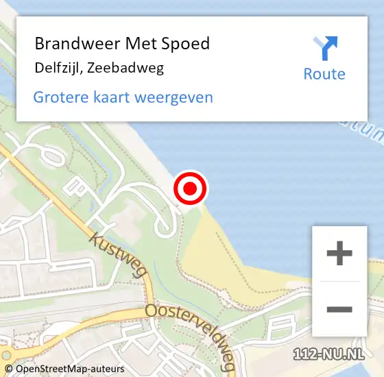 Locatie op kaart van de 112 melding: Brandweer Met Spoed Naar Delfzijl, Zeebadweg op 7 mei 2016 12:54