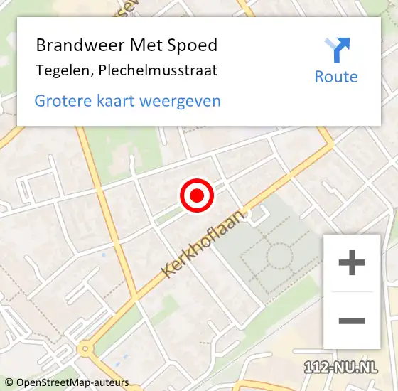 Locatie op kaart van de 112 melding: Brandweer Met Spoed Naar Tegelen, Plechelmusstraat op 7 mei 2016 13:24