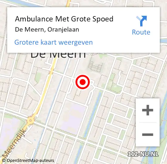 Locatie op kaart van de 112 melding: Ambulance Met Grote Spoed Naar De Meern, Oranjelaan op 7 mei 2016 13:29