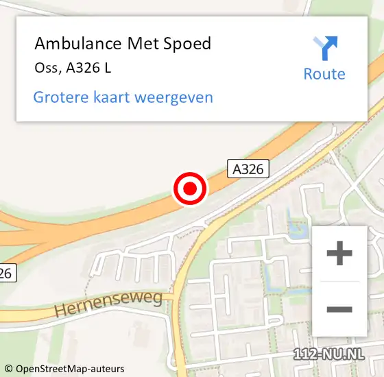 Locatie op kaart van de 112 melding: Ambulance Met Spoed Naar Oss, A326 L op 7 mei 2016 13:34