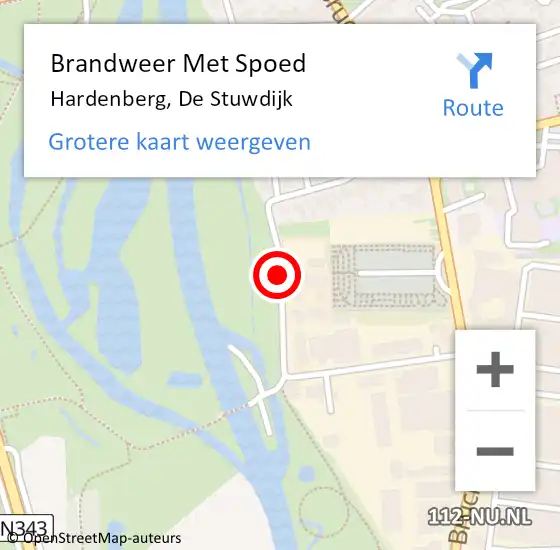 Locatie op kaart van de 112 melding: Brandweer Met Spoed Naar Hardenberg, De Stuwdijk op 7 mei 2016 13:39