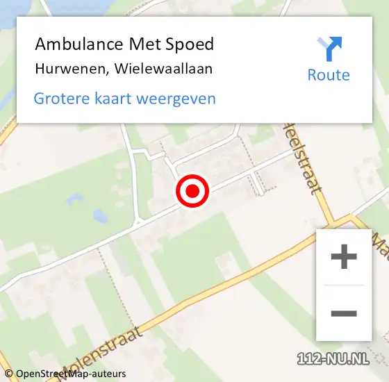 Locatie op kaart van de 112 melding: Ambulance Met Spoed Naar Hurwenen, Wielewaallaan op 7 mei 2016 13:49