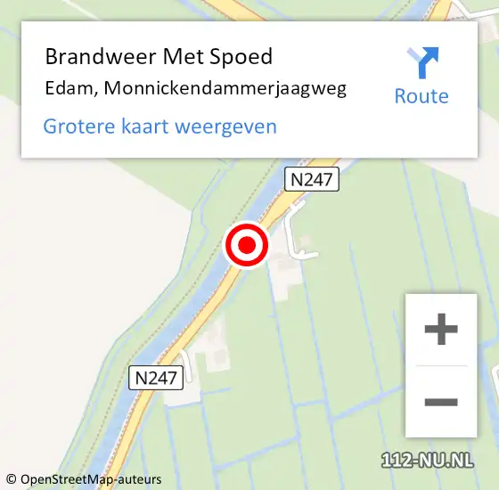 Locatie op kaart van de 112 melding: Brandweer Met Spoed Naar Edam, Monnickendammerjaagweg op 7 mei 2016 13:53