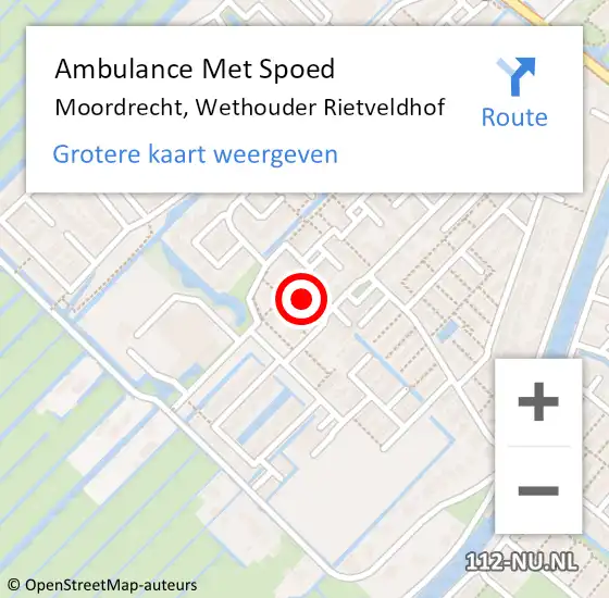 Locatie op kaart van de 112 melding: Ambulance Met Spoed Naar Moordrecht, Wethouder Rietveldhof op 7 mei 2016 14:09