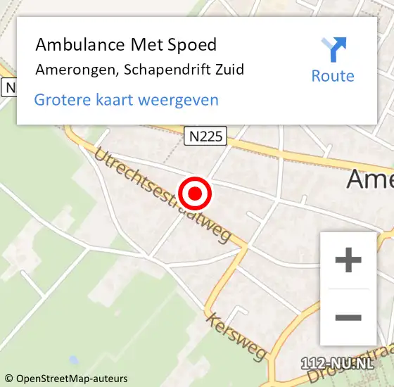 Locatie op kaart van de 112 melding: Ambulance Met Spoed Naar Amerongen, Schapendrift Zuid op 7 mei 2016 14:30