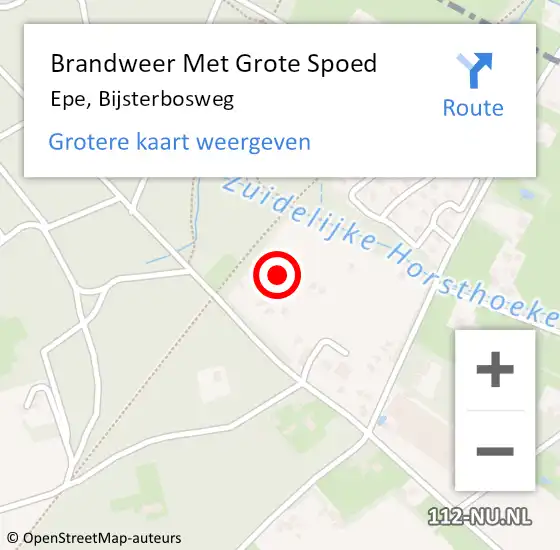 Locatie op kaart van de 112 melding: Brandweer Met Grote Spoed Naar Epe, Bijsterbosweg op 7 mei 2016 14:37