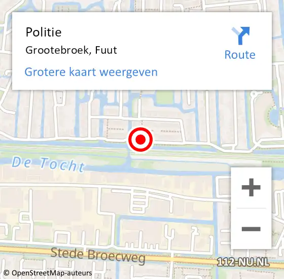 Locatie op kaart van de 112 melding: Politie Grootebroek, Fuut op 7 mei 2016 15:17