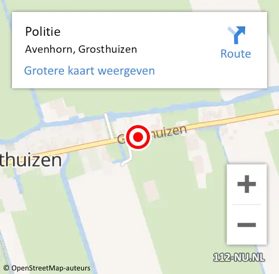 Locatie op kaart van de 112 melding: Politie Avenhorn, Grosthuizen op 7 mei 2016 15:20