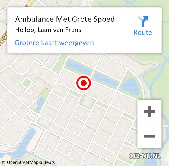 Locatie op kaart van de 112 melding: Ambulance Met Grote Spoed Naar Heiloo, Laan van Frans op 7 mei 2016 16:05