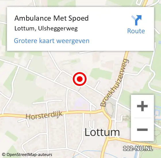 Locatie op kaart van de 112 melding: Ambulance Met Spoed Naar Lottum, Ulsheggerweg op 14 december 2013 08:45