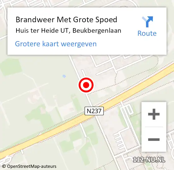 Locatie op kaart van de 112 melding: Brandweer Met Grote Spoed Naar Huis ter Heide UT, Beukbergenlaan op 14 december 2013 08:47