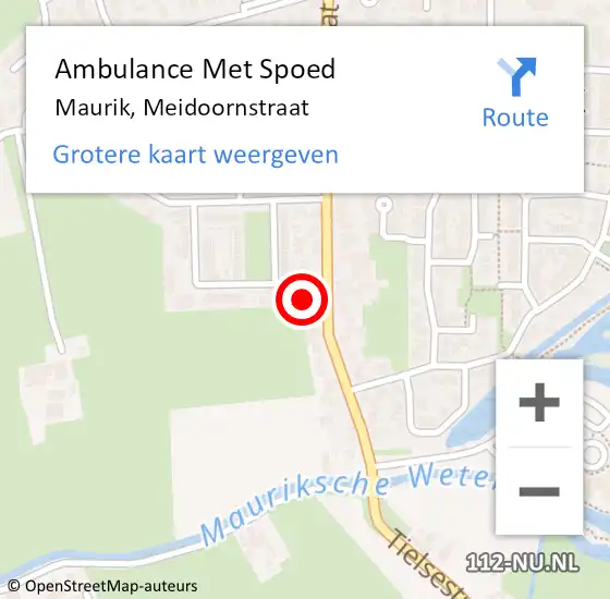 Locatie op kaart van de 112 melding: Ambulance Met Spoed Naar Maurik, Meidoornstraat op 7 mei 2016 17:46