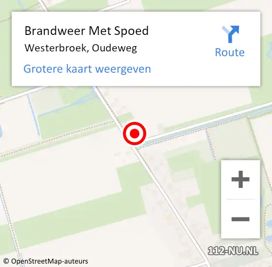 Locatie op kaart van de 112 melding: Brandweer Met Spoed Naar Westerbroek, Oudeweg op 7 mei 2016 18:20