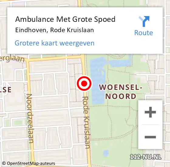 Locatie op kaart van de 112 melding: Ambulance Met Grote Spoed Naar Eindhoven, Rode Kruislaan op 7 mei 2016 18:59