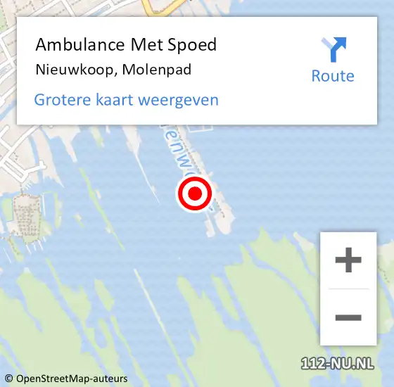 Locatie op kaart van de 112 melding: Ambulance Met Spoed Naar Nieuwkoop, Molenpad op 7 mei 2016 19:39