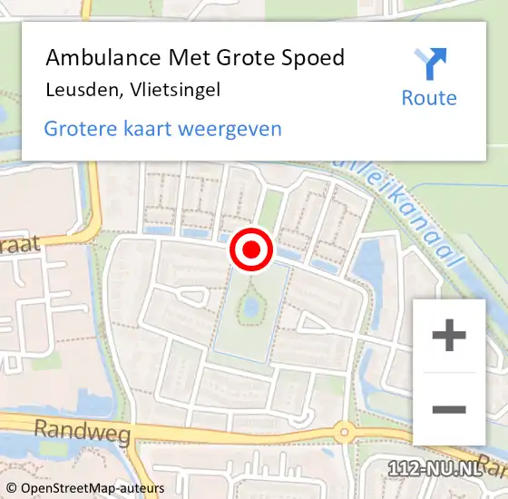 Locatie op kaart van de 112 melding: Ambulance Met Grote Spoed Naar Leusden, Vlietsingel op 7 mei 2016 21:26