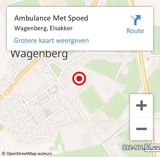 Locatie op kaart van de 112 melding: Ambulance Met Spoed Naar Wagenberg, Elsakker op 7 mei 2016 21:39