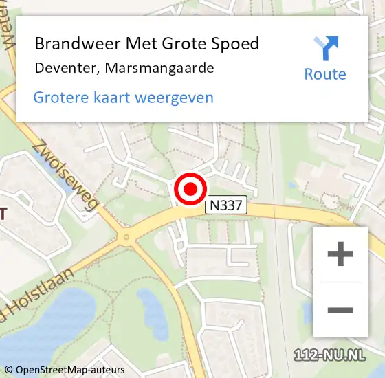 Locatie op kaart van de 112 melding: Brandweer Met Grote Spoed Naar Deventer, Marsmangaarde op 7 mei 2016 21:39