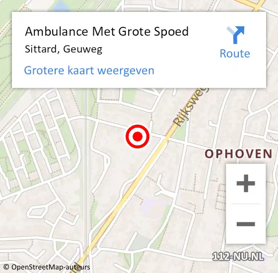 Locatie op kaart van de 112 melding: Ambulance Met Grote Spoed Naar Sittard, Geuweg op 16 september 2013 05:59