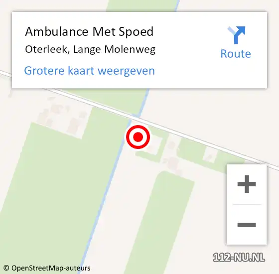 Locatie op kaart van de 112 melding: Ambulance Met Spoed Naar Oterleek, Lange Molenweg op 7 mei 2016 22:10